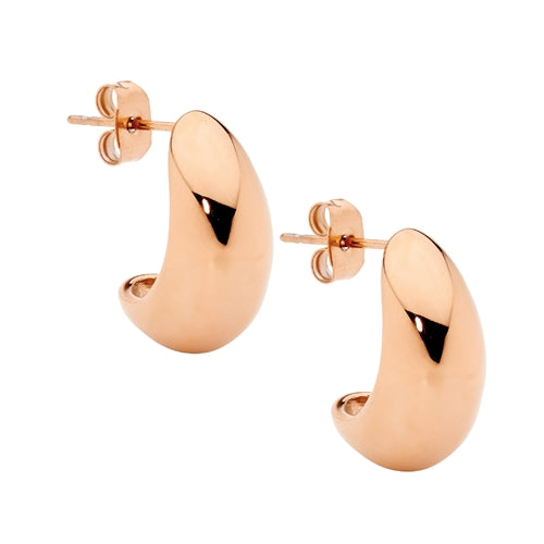 Ellani Stainless Steel Teardrop Stud Earrings - Rose Gold