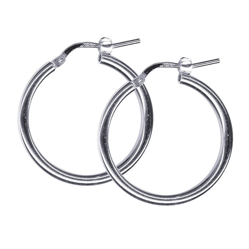 Sterling Silver Plain Hoop Earrings - 20mm