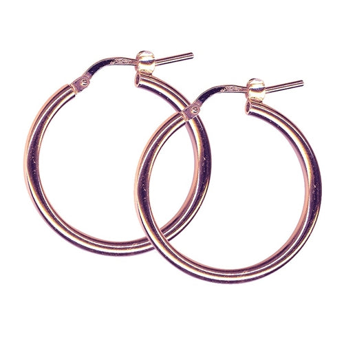 9ct Rose Gold Plain Hoop Earrings - 20mm