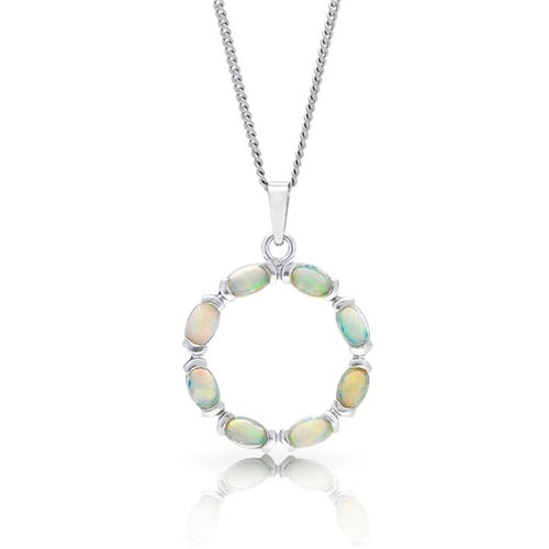 Sterling Silver Open Circle Solid Opal Pendant