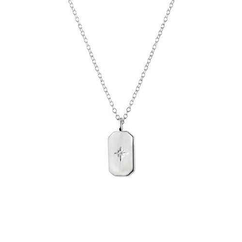 Sterling Silver Necklace with Rectangle CZ Pendant