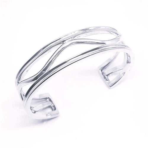 LOONA Sterling Silver Open Wave Cuff Bangle