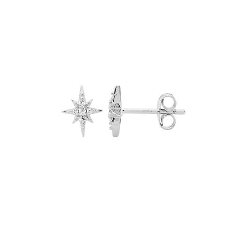 Ellani Sterling Silver CZ Star Stud Earrings