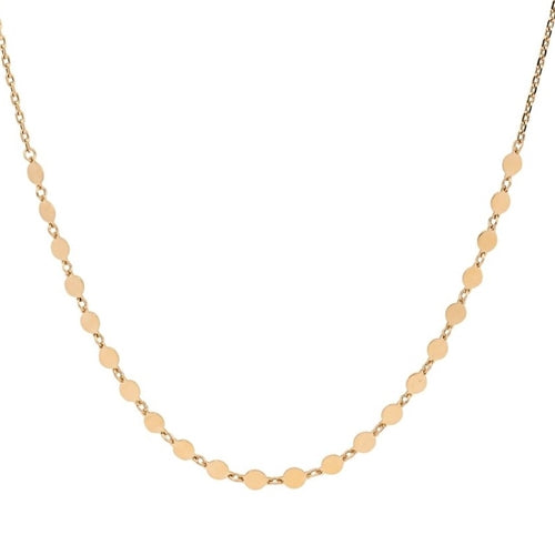 Ellani S/Steel Flat Disc Necklace - Gold