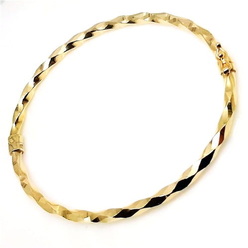 9ct Gold Hollow Patterned & Hinged Bangle