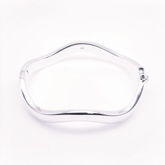 LOONA Solid Sterling Silver Wave Hinged Bangle