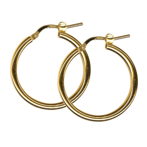 9ct Gold Plain Hoop Earrings - 20mm