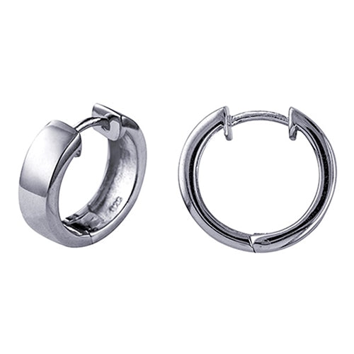 Sterling Silver Plain Round Huggie Earrings - 10mm