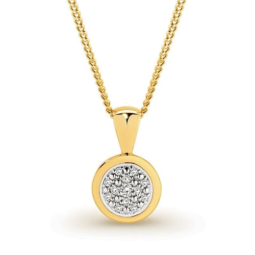 9ct Gold & Pave Set Diamond Pendant