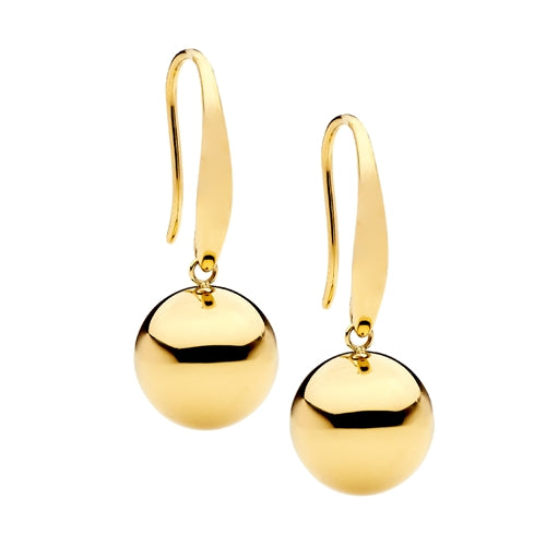 Ellani S/Steel Drop Ball Earrings - Gold Plate