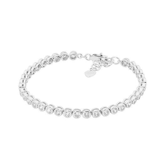 Ellani Sterling Silver Bezel Set Tennis Bracelet