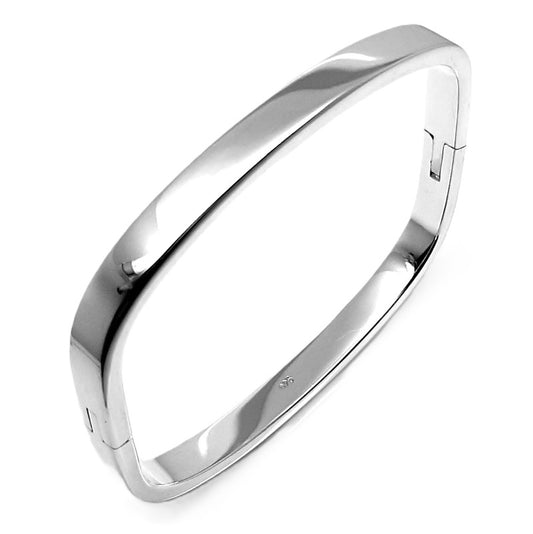 LOONA Sterling Silver Rectangular Hinged Bangle